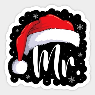 Mr Mrs Claus Christmas Couples Matching His And Her Pajamas Sticker